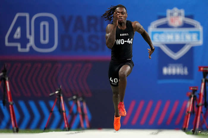 Xavier Worthy set a record in the 40 with a time of 4.21 seconds